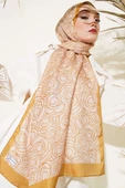Çizgi Gül Desen Soft Şal Yağ Yeşili thumbnail 1