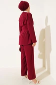 Bel Pensli Yandan Bağlamalı İkili Takım Bordo thumbnail 3