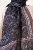 Etnik Paisley Desen Şal Sütlü Kahve thumbnail 4