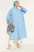 Tahta Düğmeli Uzun Tunik Bebe Mavi thumbnail 2