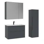 Orka Messina 85 cm Mat Antrasit Banyo Dolabı Takımı ve Boy Dolabı thumbnail 1