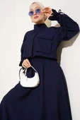Göğüs Cepli Fermuarlı Etekli İkili Takım Lacivert thumbnail 2