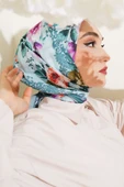 Flowers Desen Eşarp Mint thumbnail 2