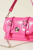 Çift Kemer Detaylı Rugan Çanta Fuşya thumbnail 3