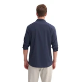 Regular Fit Dokuma Viscon Uzun Kol Gömlek thumbnail 9