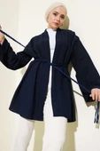 Örgü Kemerli Kimono Lacivert thumbnail 1