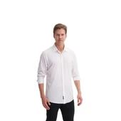 Regular Fit Dokuma Viscon Uzun Kol Gömlek thumbnail 3