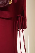 Yanları İp Detaylı İkili Takım Bordo thumbnail 4