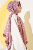Çizgi Gül Desen Soft Şal Pembe thumbnail 3