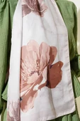 Retro Çiçek Desenli Şal Bej thumbnail 4