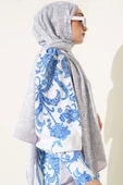 Çizgi Gül Desen Soft Şal Taş thumbnail 3
