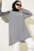 Çizgili Penye Tunik Siyah thumbnail 1