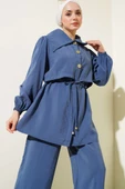 Bolero Detaylı Bel Tünelli İkili Takım İndigo thumbnail 2