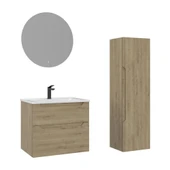 Orka Messina 65 cm Meşe LED Banyo Dolabı Takımı ve Boy Dolabı thumbnail 1