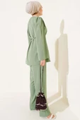 Brit Düğmeli İp Kuşaklı Tunik İkili Takım Çağla Yeşili thumbnail 3