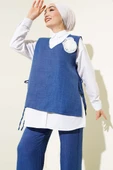 Yan İpli Yelekli Üçlü Takım Mavi thumbnail 2