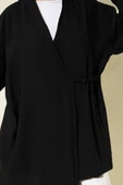 Yandan Çift İp Bağlamalı Kimono Siyah - 4