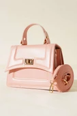 Kilit Detaylı Kenar Dikişli Çanta Pudra thumbnail 1