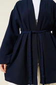 Örgü Kemerli Kimono Lacivert thumbnail 4