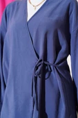 Yandan İp Bağcıklı Kimono İkili Takım İndigo thumbnail 4