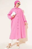 Tahta Düğmeli Uzun Tunik Pembe thumbnail 2