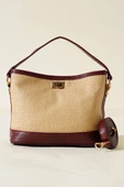 Hasır Görünümlü Çanta Bordo thumbnail 2