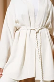 Örgü Kemerli Kimono Ekru thumbnail 4