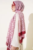 Çizgi Gül Desen Soft Şal Pudra thumbnail 3