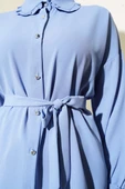 Fırfırlı Bebe Yaka Kuşaklı Gömlek Mavi thumbnail 4