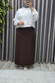 Kadın Giyim Büyük Beden Suna Düğmeli Etek thumbnail 1