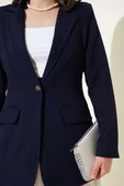 Cep Kapaklı Tek Düğmeli Blazer Ceket Lacivert thumbnail 4