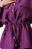 Bel Tünelli Cep Kapaklı Etekli İkili Takım Mor thumbnail 4