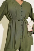 İp Kuşaklı Brit Düğmeli İkili Takım Haki thumbnail 4