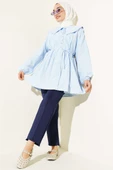 Yarım Düğmeli Nervürlü Tunik Buz Mavisi thumbnail 2