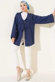 Çift Bağcıklı Poplin Kimono Lacivert thumbnail 2