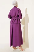 Bel Tünelli Cep Kapaklı Etekli İkili Takım Mor thumbnail 3