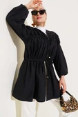 Büzgülü Önden Bağlamalı Kimono Siyah thumbnail 1