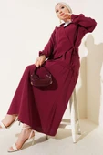 Yanı İp Bağlamalı Etekli İkili Takım Bordo thumbnail 1