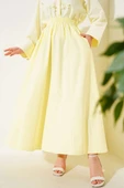 Keten Kloş Beli Lastikli Etek Sarı thumbnail 1