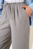 Bel Lastikli Tencel Pantolon Gri thumbnail 4