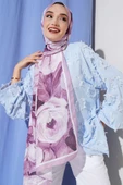 Gül Şerit Geçişli Şal Pudra thumbnail 1