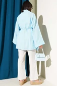 Müslin Belden Bağlamalı Kimono Mavi thumbnail 3