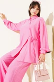Çapraz Düğmeli Bağlamalı Tunik İkili Takım Pembe thumbnail 2