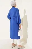 Bilek Bağlamalı Uzun Kimono İndigo thumbnail 3