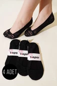 Bayan 4lü Dantelli Babet Çorap Siyah thumbnail 1