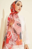 Ebruli Desenli Soft Kraş Şal Pudra thumbnail 2
