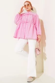 Fiyonklu Büzgülü Gömlek Pembe thumbnail 2