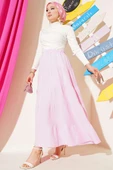Bel Lastikli Kat Kloş Etek Pembe thumbnail 2
