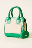 Hasır Detaylı Kare Çanta Yeşil thumbnail 1
