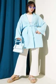 Müslin Belden Bağlamalı Kimono Mavi thumbnail 2